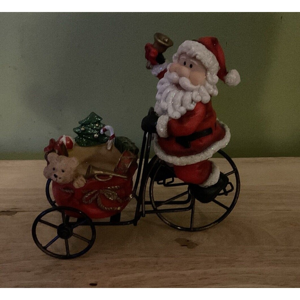 Santa Claus On A Bike Tea Light Candle Holder, Santino Italy Style